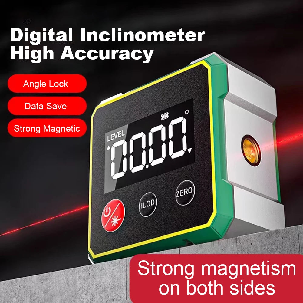 Magnetic LCD Digital Protractor Inclinometer Gauge with Backlight Protractor Inclinometer Bevel Box Level Angle Measurement Tool Qme