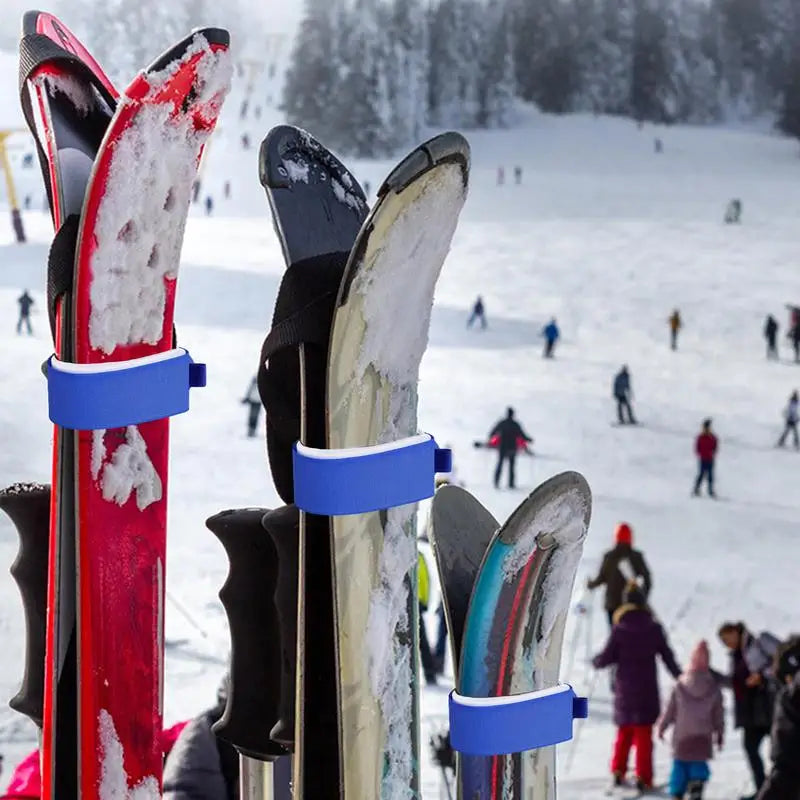 Adjustable Ski Wraps Ties Ski Fasteners Soft Ski Straps Ski Accessories With EVA Protective Pads Ski Wraps For Skiing Qme