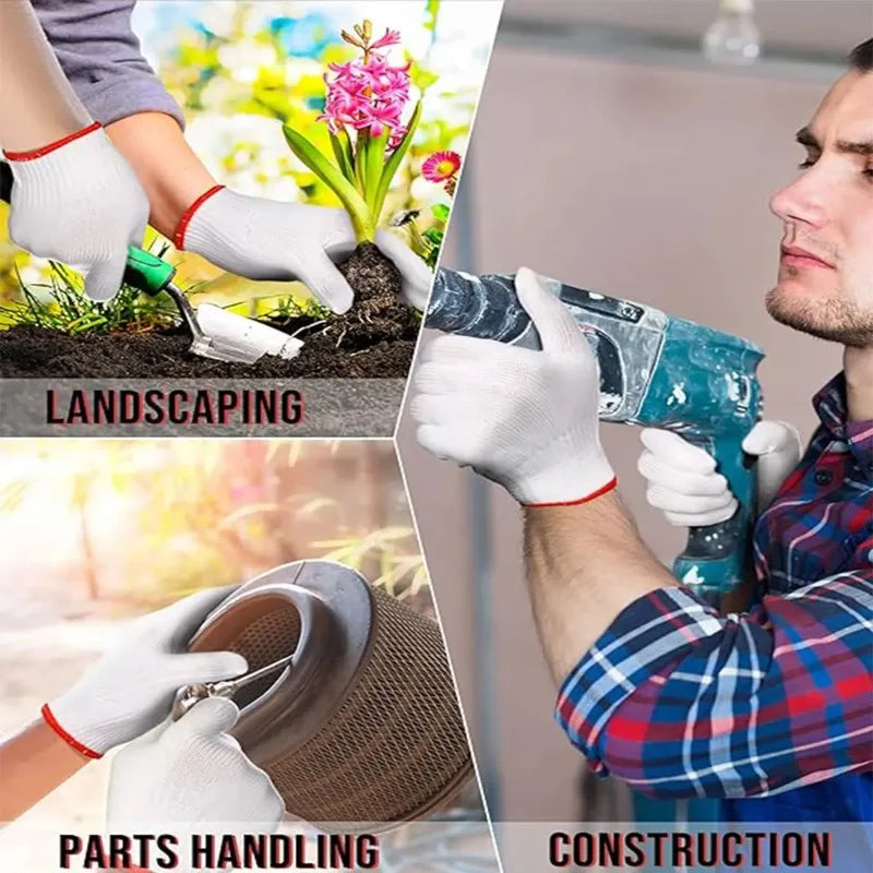 30pcs Nylon Work Gloves for Men Heavy Duty Thickened Wear Resistant Safety Gloves for Construction Repair Work Qme