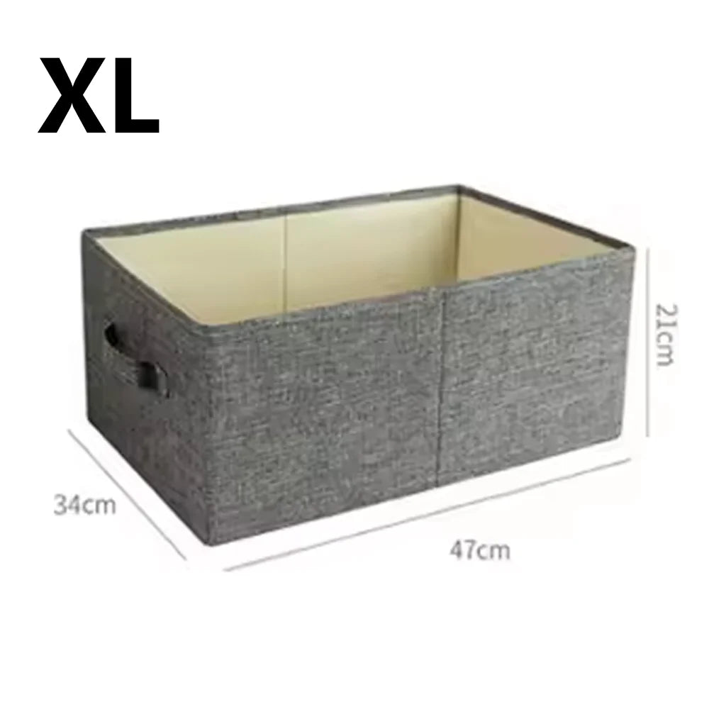 Double-Door Drawer Style Foldable Cotton Linen Storage Box Thickened PP Board Clothes & Pants Organizer Washable Qme XL