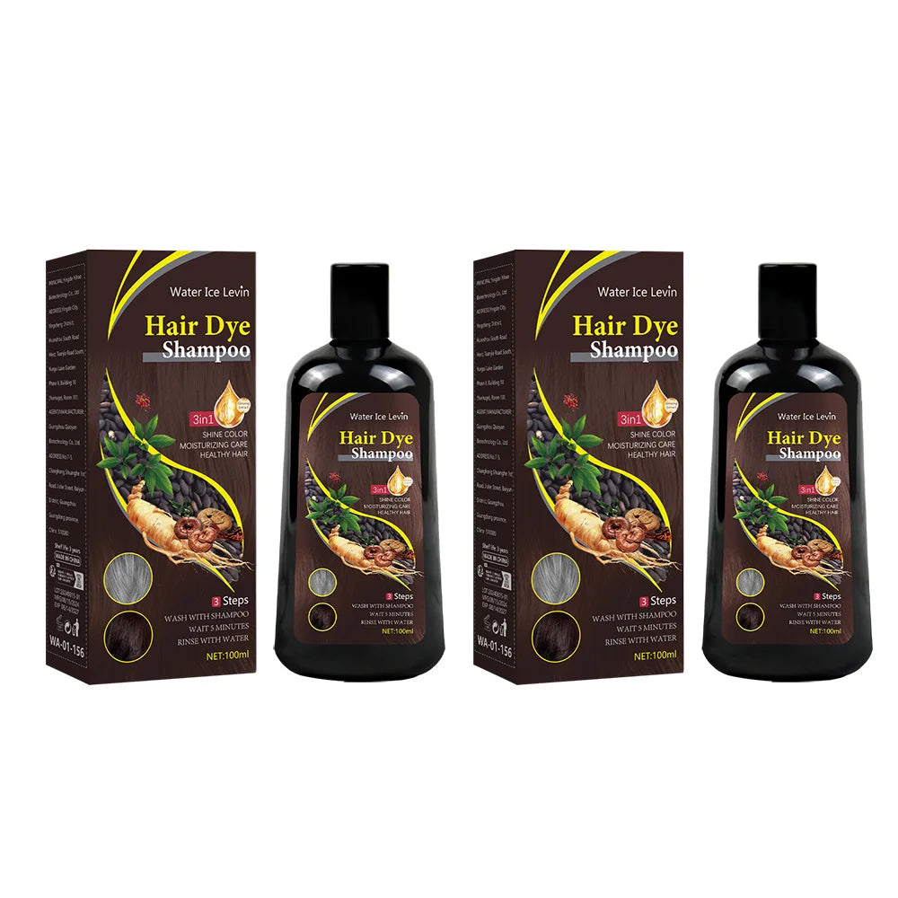 New Hair color shampoo 3 in 1 makes hair instantly from white to brown natural hair color protective sleeve for women 100ML Qme Dark brown 200ml