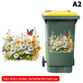 Trash Can Stickers Floral Wheel Self-adhesive Waterproof PVC Decals Qme A2