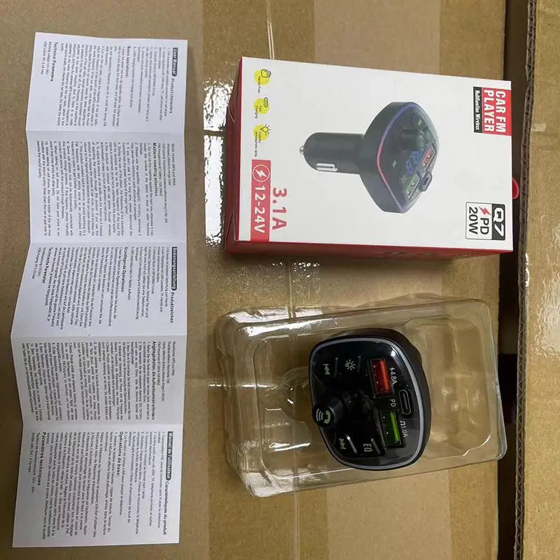 Versatile Bluetooth 5 0 Car Charger FM Transmitter PD 18W Type-c Dual Qme A1