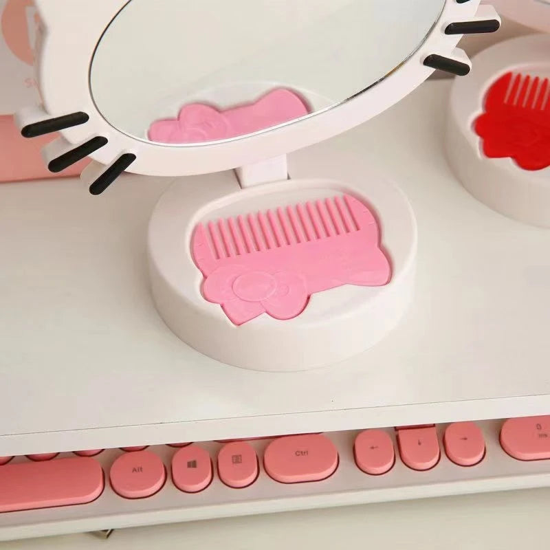 Hello Kitty Creative Cartoon Cute Comb Mirror Instagram-Style Desktop Mirror for Student Dorm Rooms Qme