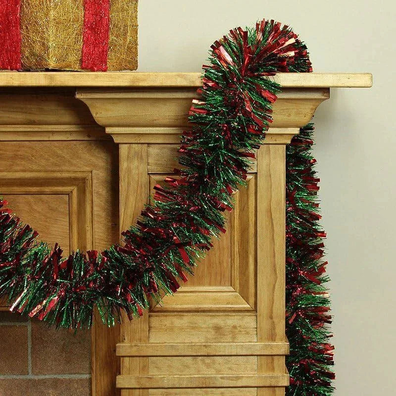 2-20MChristmas Tinsel Garland Metallic Tinsel Twist Garland Shiny Hanging Decoration for Party Xmas Tree Home Stairs Decor Qme