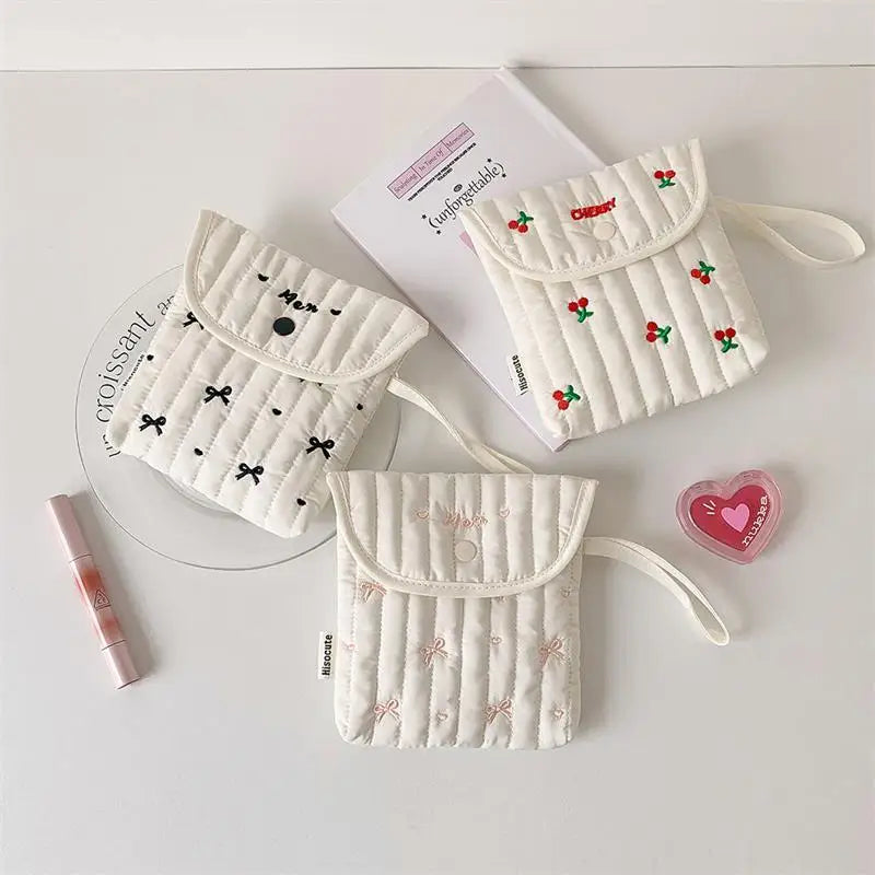 Large Capacity Handbag Women Cosmetic Bag Gifts Cute Bowknot Cherry Qme
