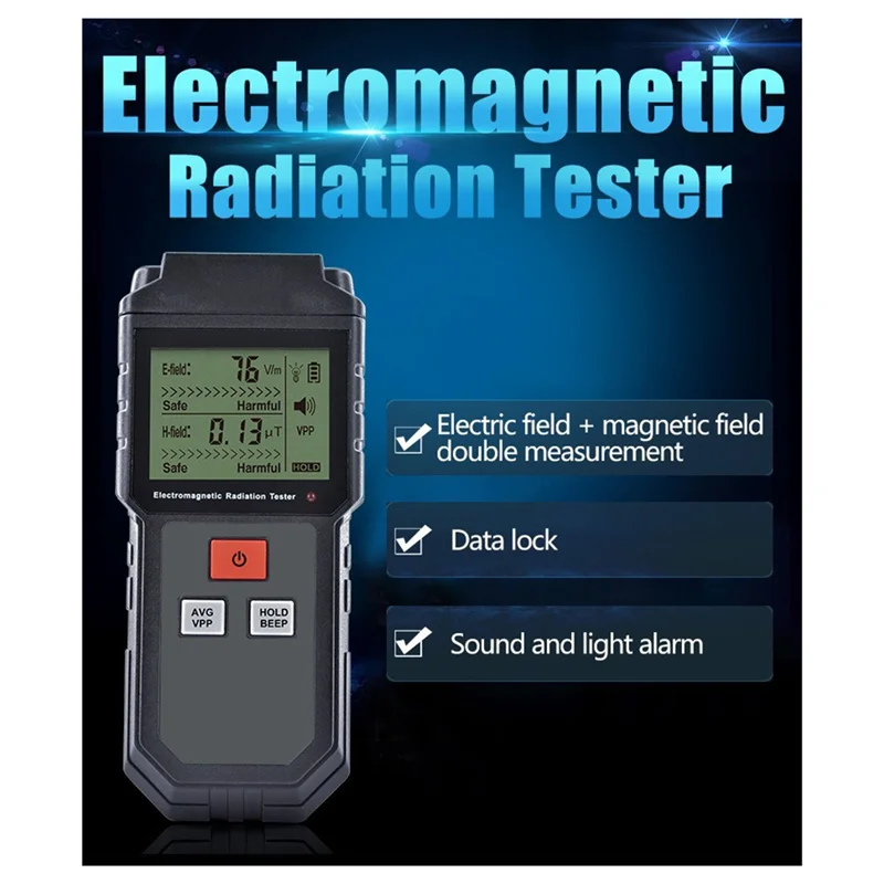 A02F-ET825 Electromagnetic Radiation Detector For Detecting Radiation Electric Appliance Radiation Survey Meter With Battery Qme Black