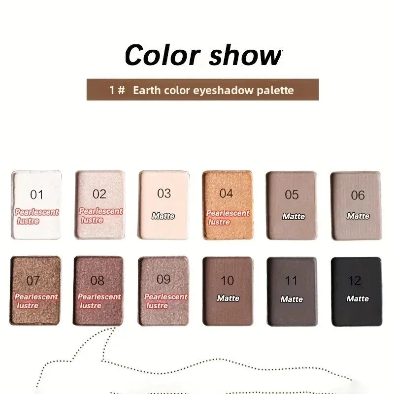 Professional 12 Colors Eyeshadow Palette Natural Shimmer Matte Nudes Cosmetic Eye Makeup Plate for Makeup Artists Qme