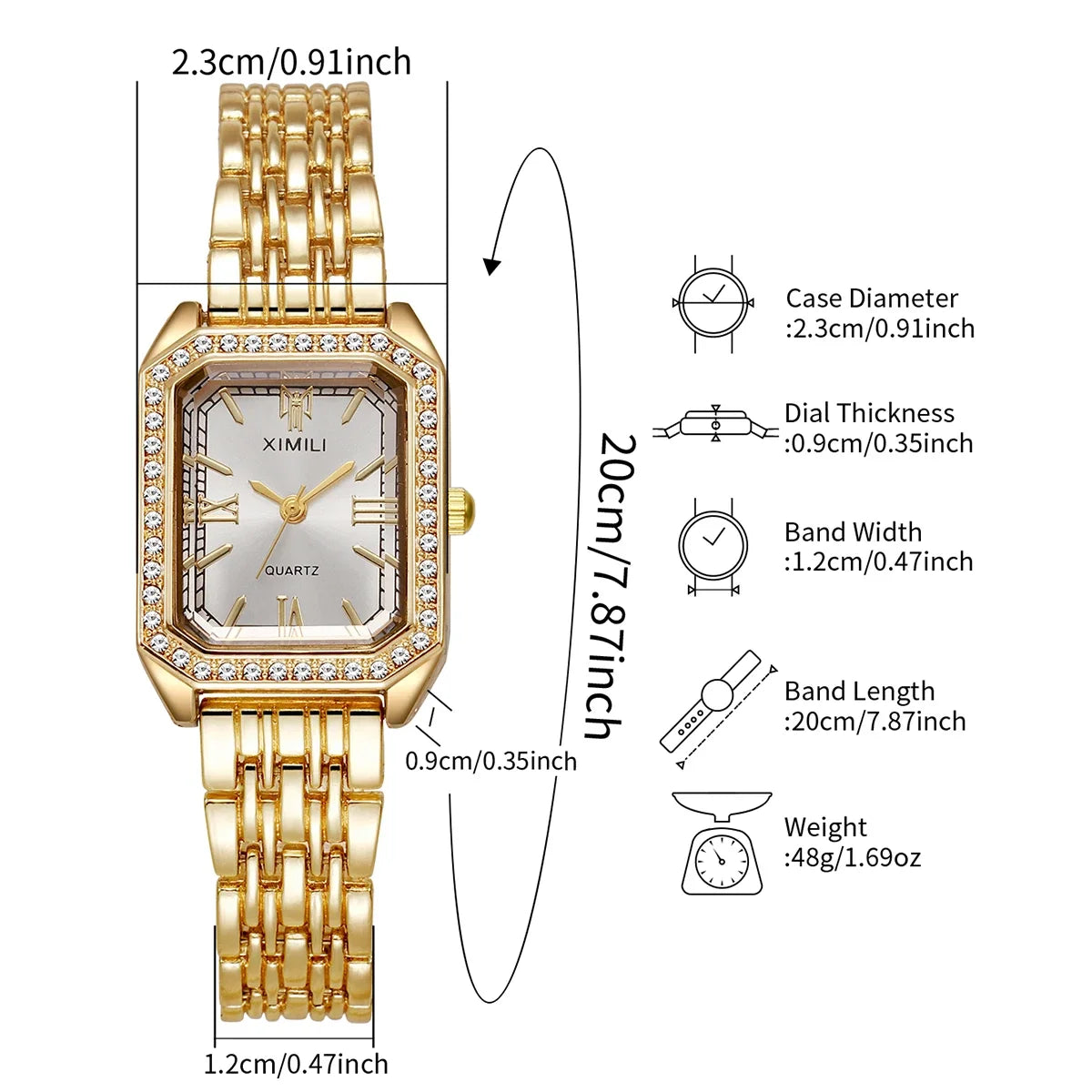 Luxo strass relógios femininos moda retângulo pulseira relógio de pulso de quartzo para meninas reloj mujer Qme