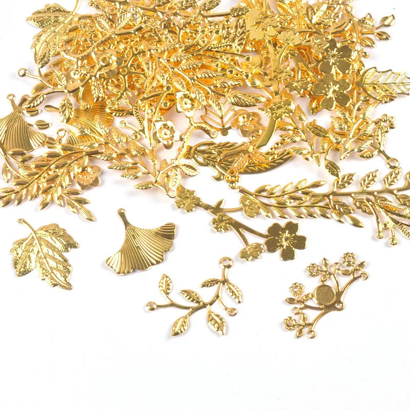 Mixed Gold Leaf Filigree Wraps Metal Crafts Connectors For Making Jewelry Accessories DIY Scrapbook Handicraft Home Decor yk0912 Qme