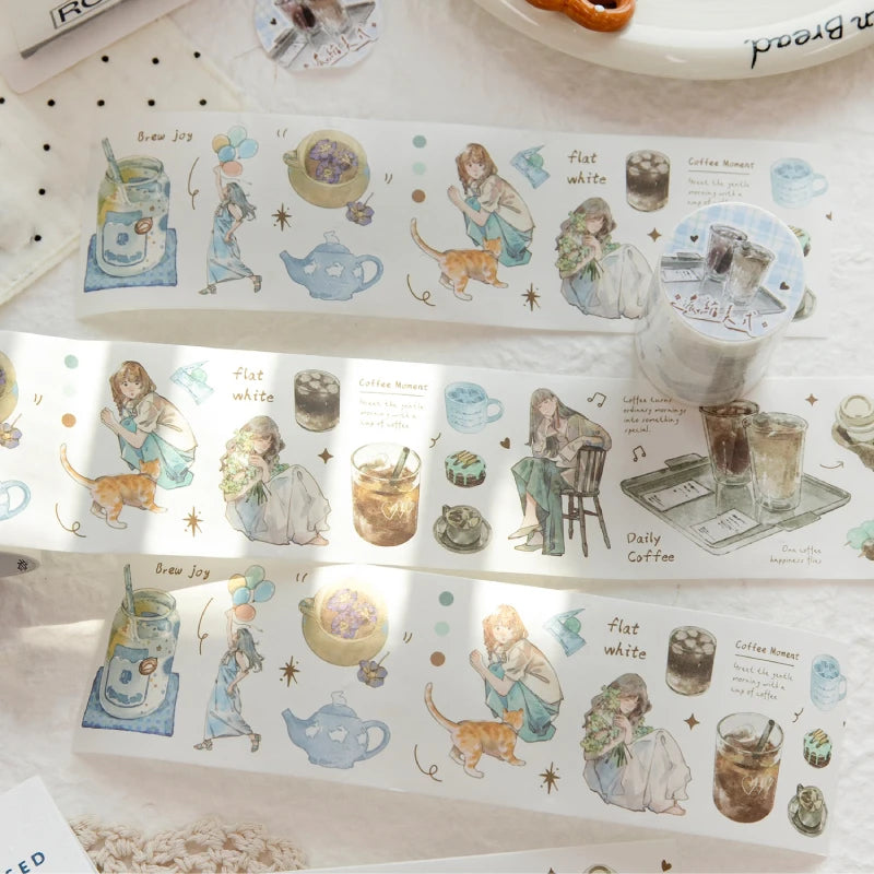 Healing Lifestyle Decorative Tape With Girly and Food Themed Elements, Perfect for Junk Journal Crafting and Back-to-School Gift Qme
