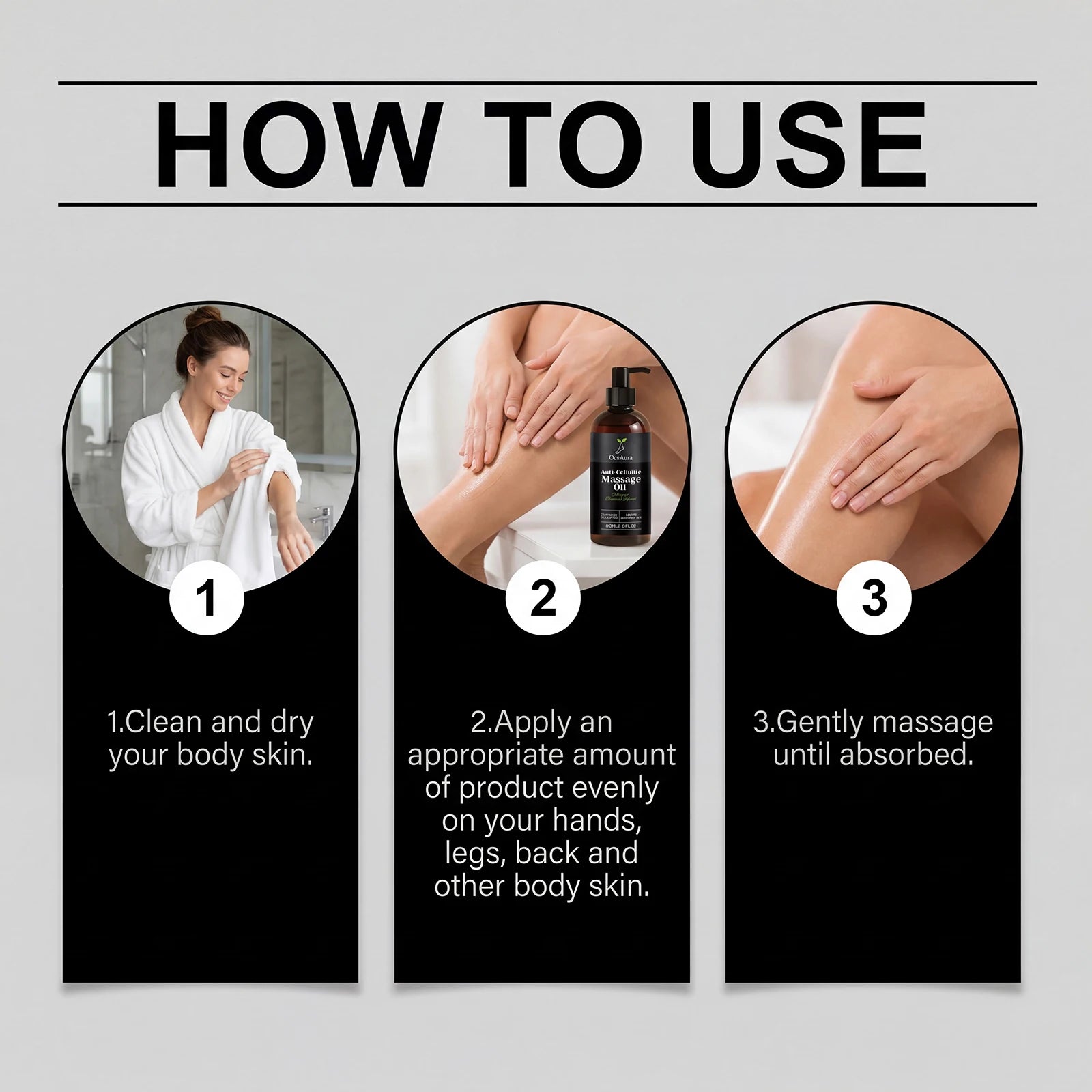 Oceaura Anti-cellulite Massage Oil Fast Absorbing Skin Firming Qme