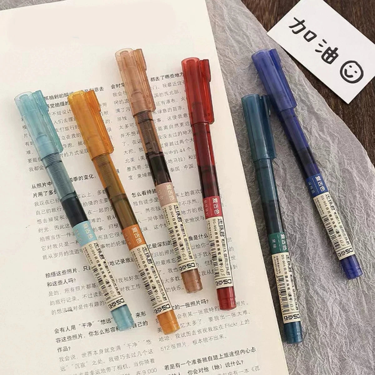 5Pcs/set High Quality Needle Type Colored 0.5mm Gel Pens Straight Liquid Ballpoint Pen Kawaii Stationery Supplies Writing Qme