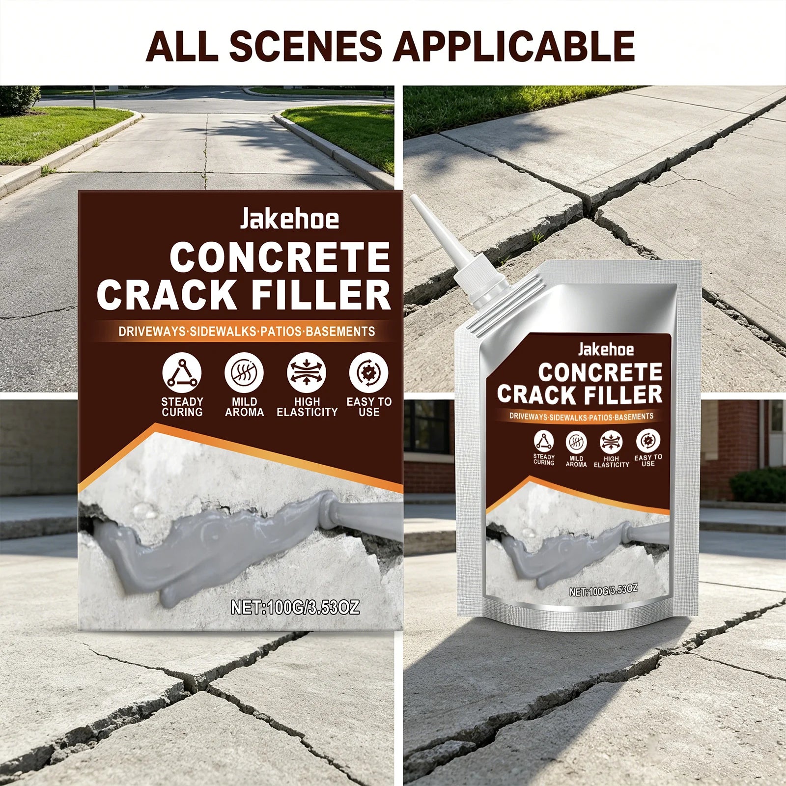 Self-Leveling Concrete Crack Sealant Quickly Repair Cracks and Fill Gaps Waterproof & Durable Easy-to-Use Concrete Crack Filler Qme