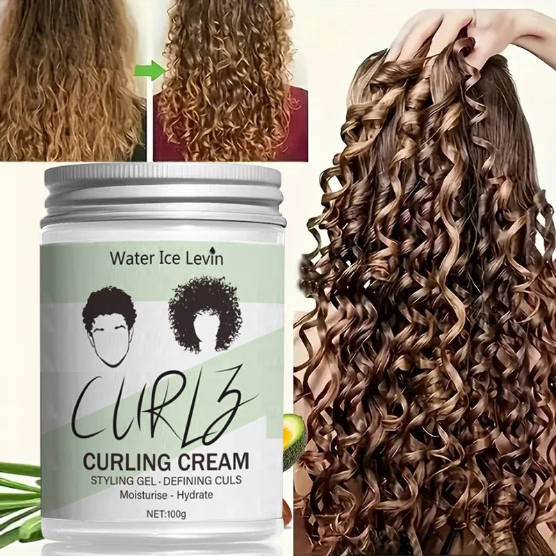 Curry Curling Cream Styling Hair Mask—Hair Care and Moisturizing Hydrate, Nourishes and Cares for Your Hair, Giving You a Radiant Shine/100G Bottle/Suitable for Travel Qme