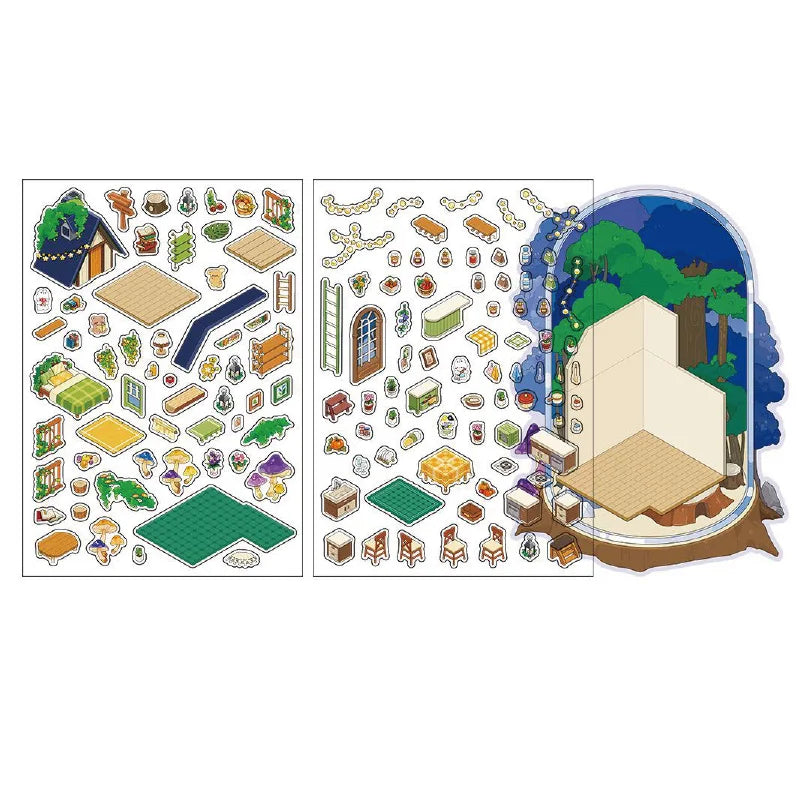 Kawaii Deep Sea Home 3D DIY Landscape Sticker Pocket Cabin Scene Stacking Pasting Festival Birthday Gift for Kid Child ﻿ ﻿ Qme 4