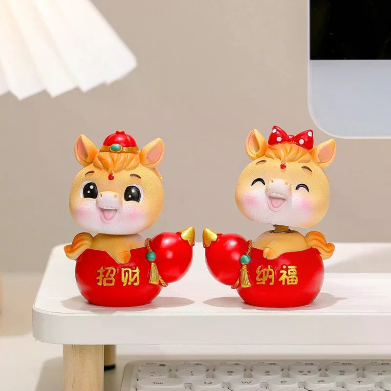 2026 Cute Year Of The Horse Ornament Lucky New Year Horse Toy DIY Desktop Decoration Car Ornament Pony Decor New Year Gift Qme