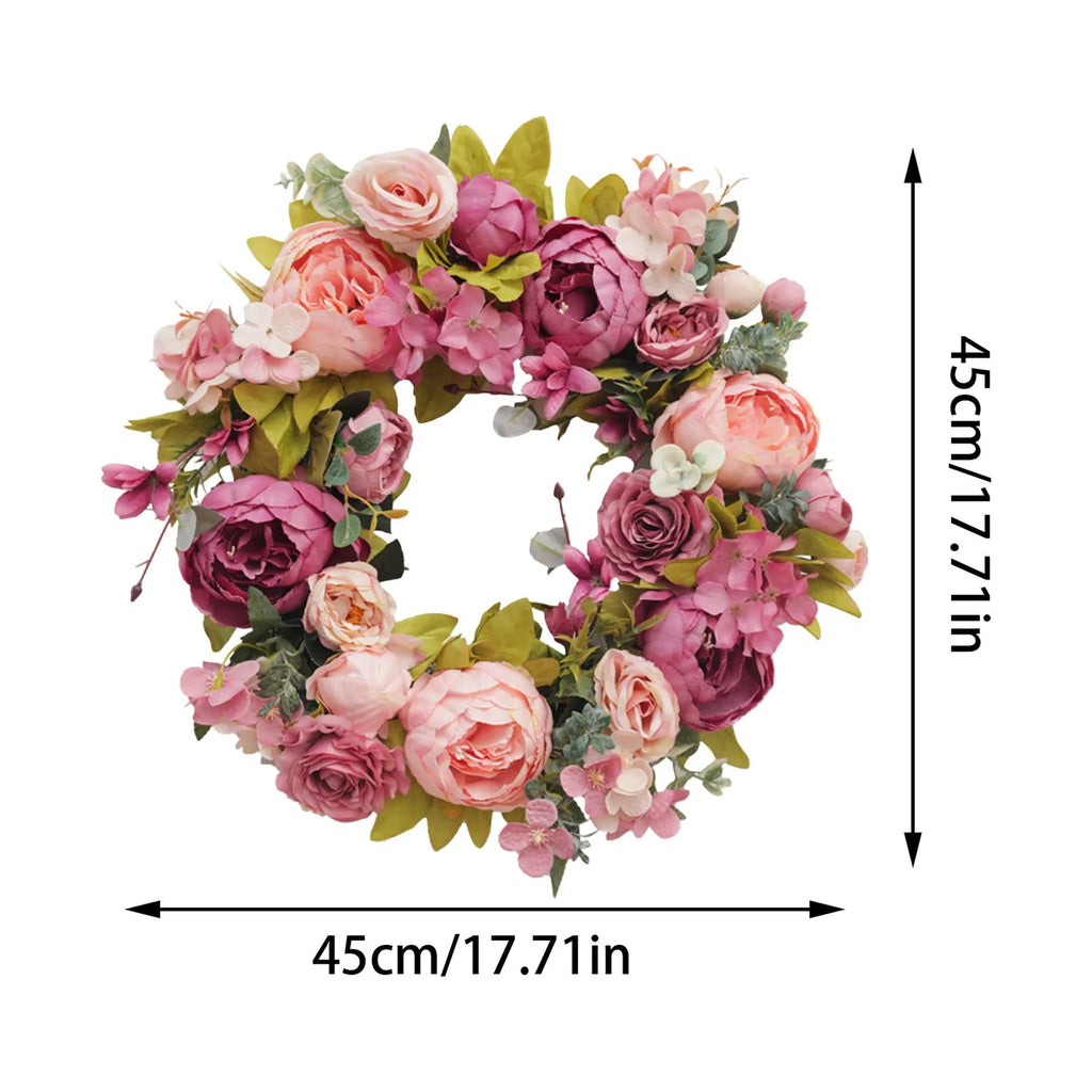 Peony Artificial Flower Round Wreath Holiday Party Wedding Decoration Props Home Resturant Door Display Props Qme