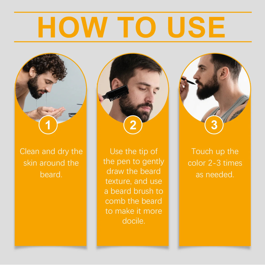 Instant Beard Filler Pen With Brush Comb Disposable Waterproof Moustache Beard Coloring Pen Filling Enhancer Hair Beard Stuffing Qme