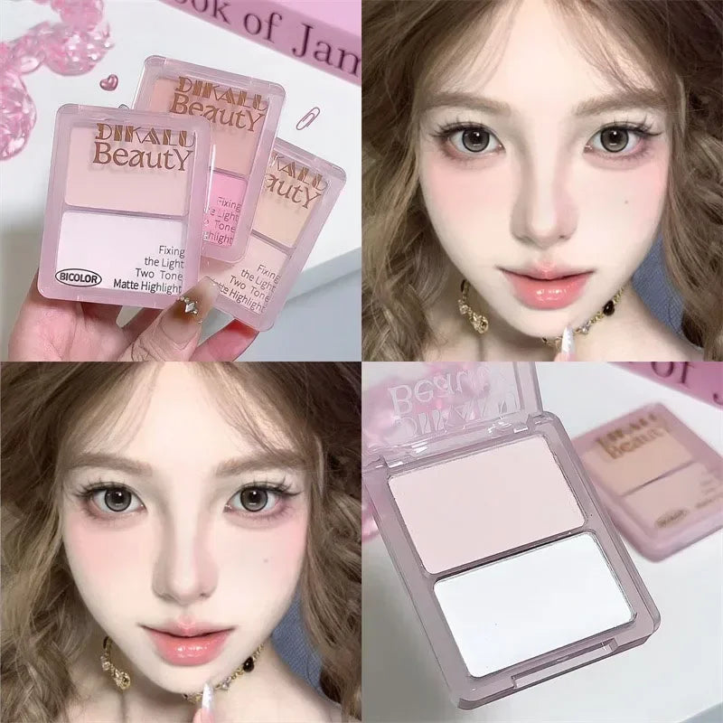 Highlighting Contouring Powder Palette Two-tone Concealer Face Brighten Cement Grey Three-dimensional Nose Shadow Bronzer Makeup Qme