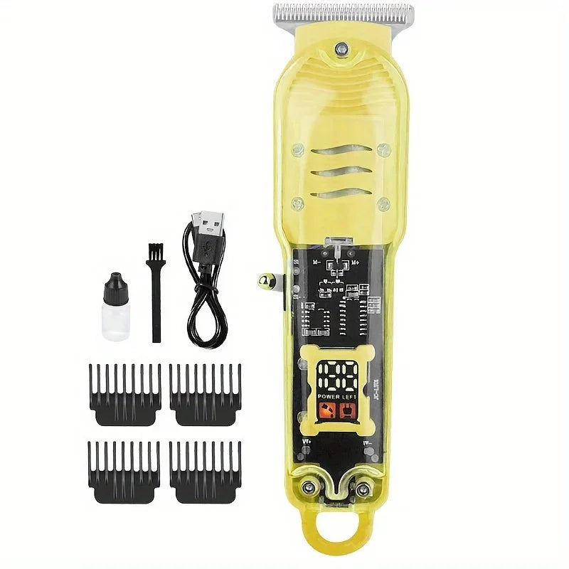 Transparent Body Electric Hair Clipper Professional Trimmer USB Rechargeable Hair Cutting Machine For Men Holiday Gift For Him Qme YELLOW