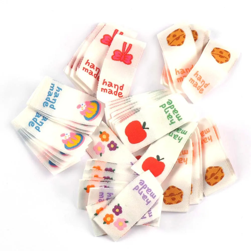 50Pcs Cartoon Cake/Apple/Cheese Embroidery Labels For Sewing Garment Accessories DIY Bag Shoes Tags Crafts c3523 Qme