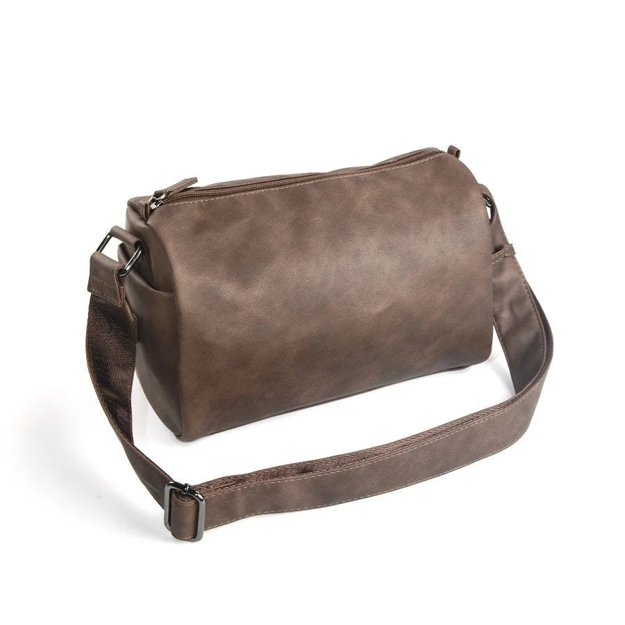 Men's Cylinder Crossbody Bag Korean Minimalist Fashion Casual Sling Qme Brown