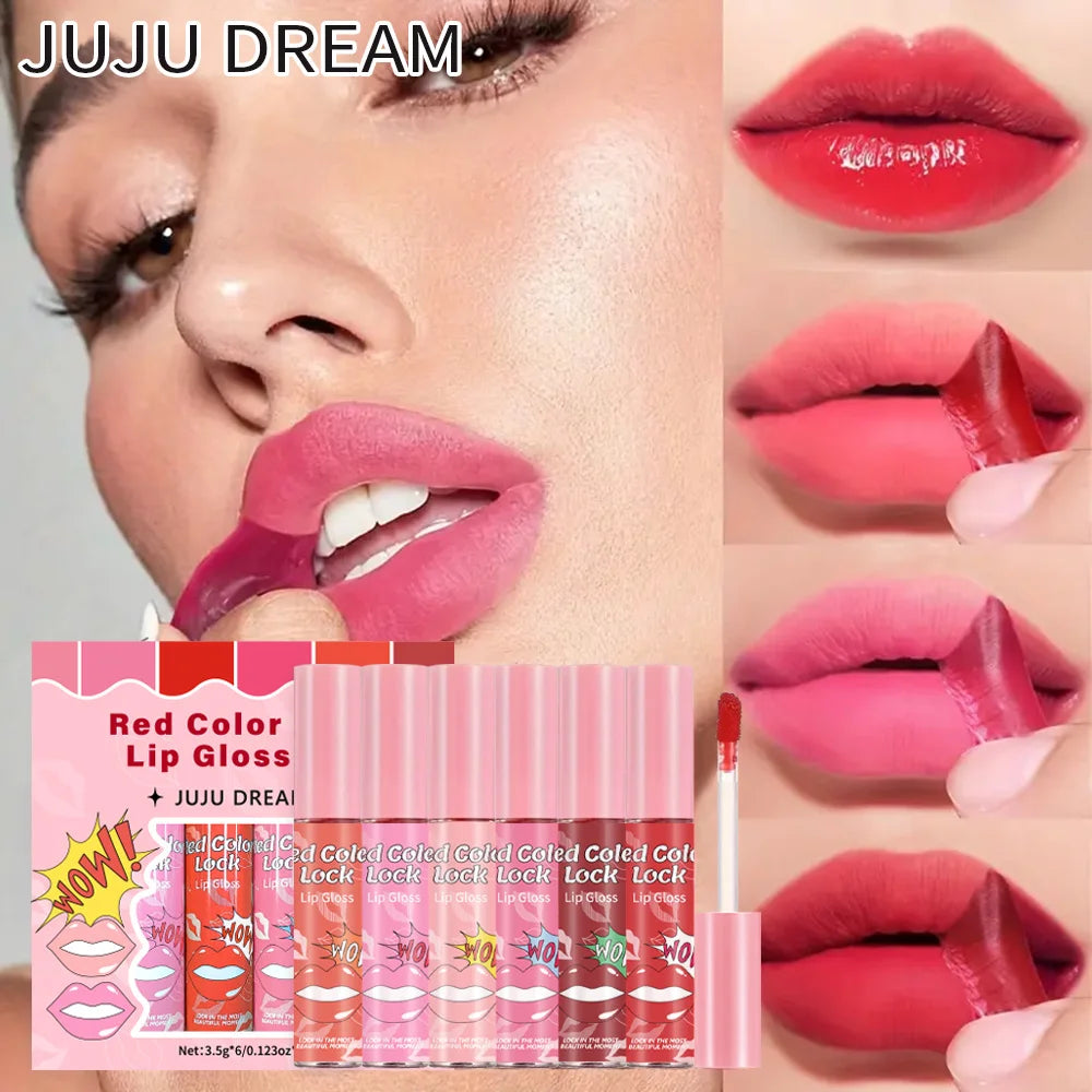 Matte Lip Gloss 6-Flavor Smooth Silky Long-lasting Resistant Cup Qme