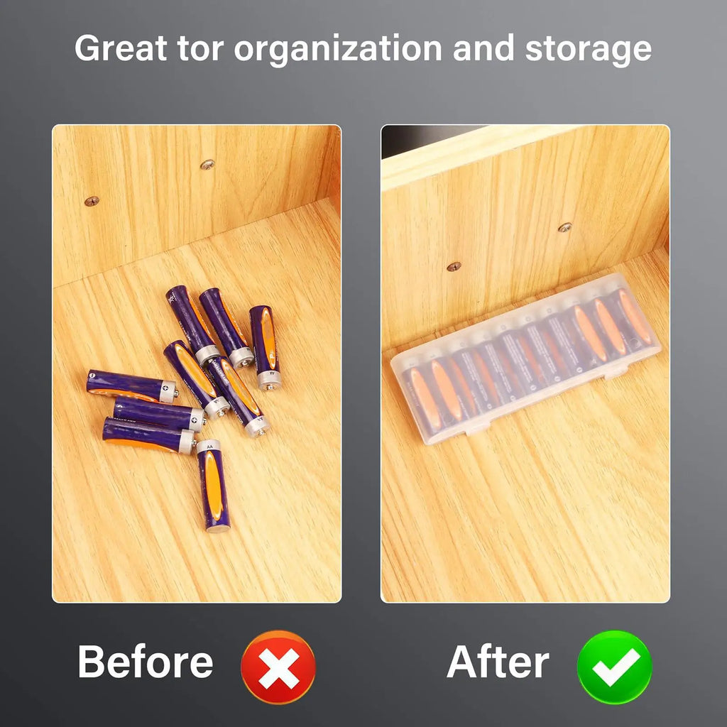 AA Battery Storage Battery Protective Box Battery Storage Holder Box for Holding 10 AA Batteries Battery Storage Case Battery Qme