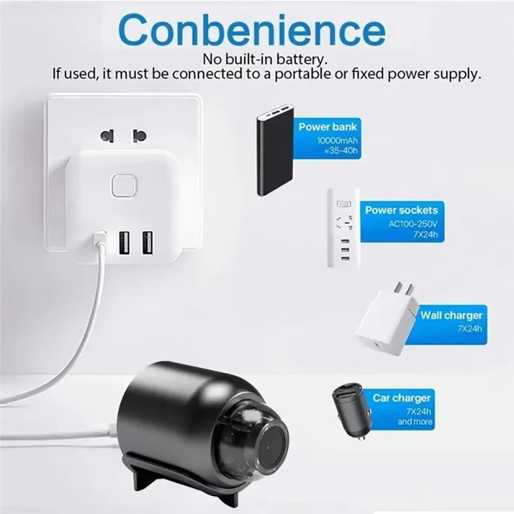 1080P HD X5 Mini Camera Wireless WIFI Outdoor Indoor Surveillance Camera with Recording for Home Security Night Vision Camera Qme