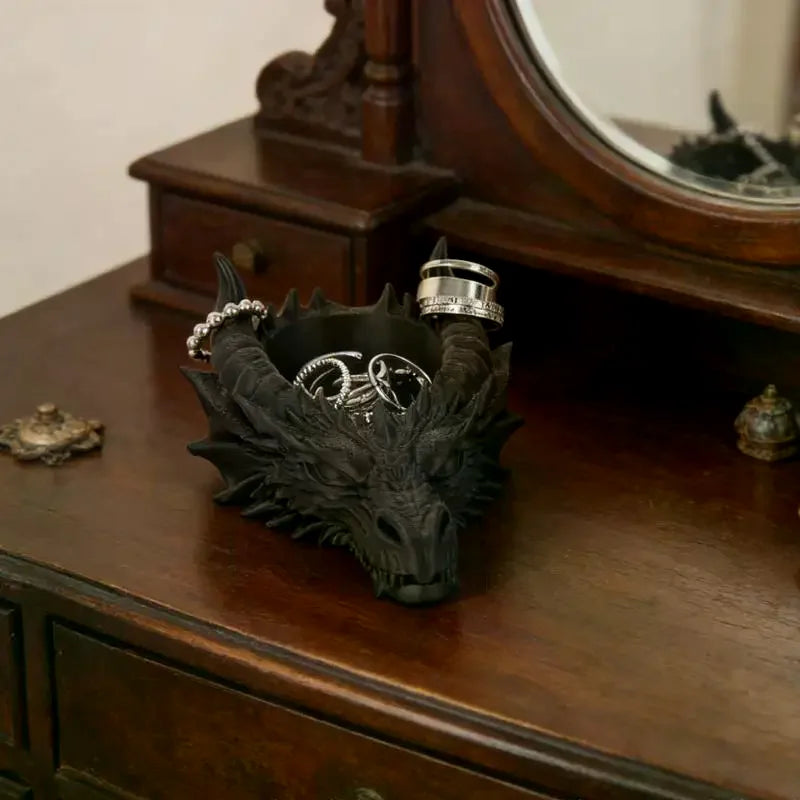 Gothic Dark Style Dragon Head Shaped Desktop Jewelry Storage Tray For Personalized Dark-Style Home Desktop Qme