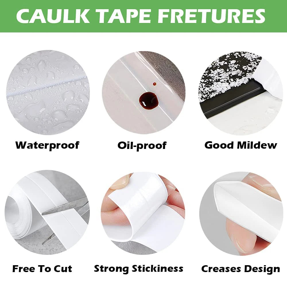 Bathroom Sealing Tape Self-adhesive Oil-Proof Kitchen Sink Caulk Seal Strip PVC Waterproof Shower Wall Sticker for Toilet Corner Qme
