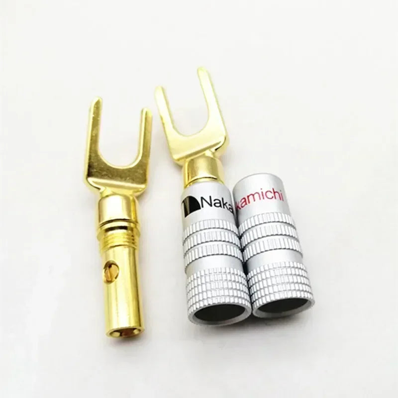 5pcs Speaker Cable Connector Transmission Middle Fine Copper Gold - Plated Horn Wire Banana Head, Banana Plug Y - Plug/U - Plug Qme