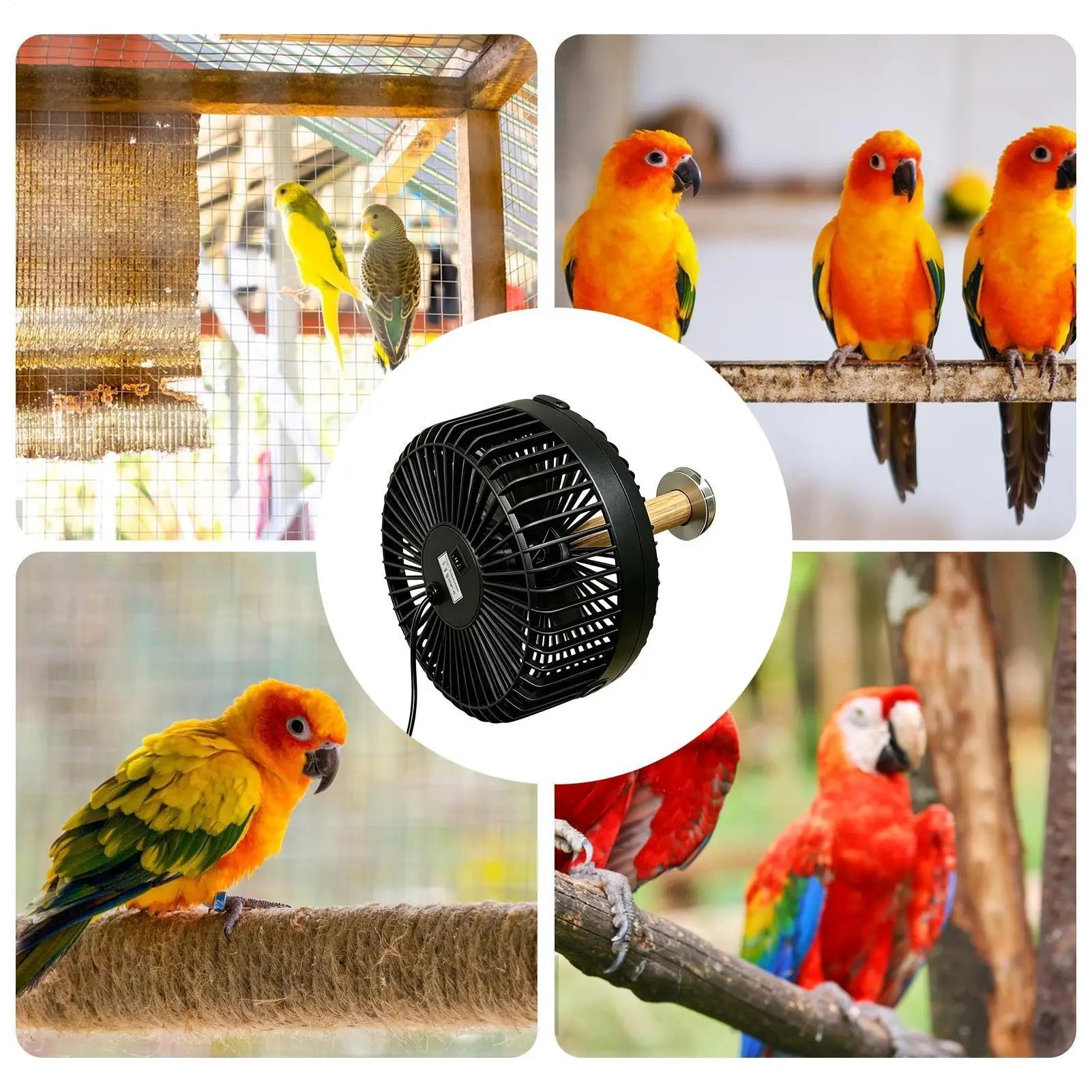 Pet Crate Fan 2-Speed USB Charging Cage Mount Quiet Bird Cage Crate Air Cooler Fan For Dog Duck Hamster Small Animal Lovebirds Qme