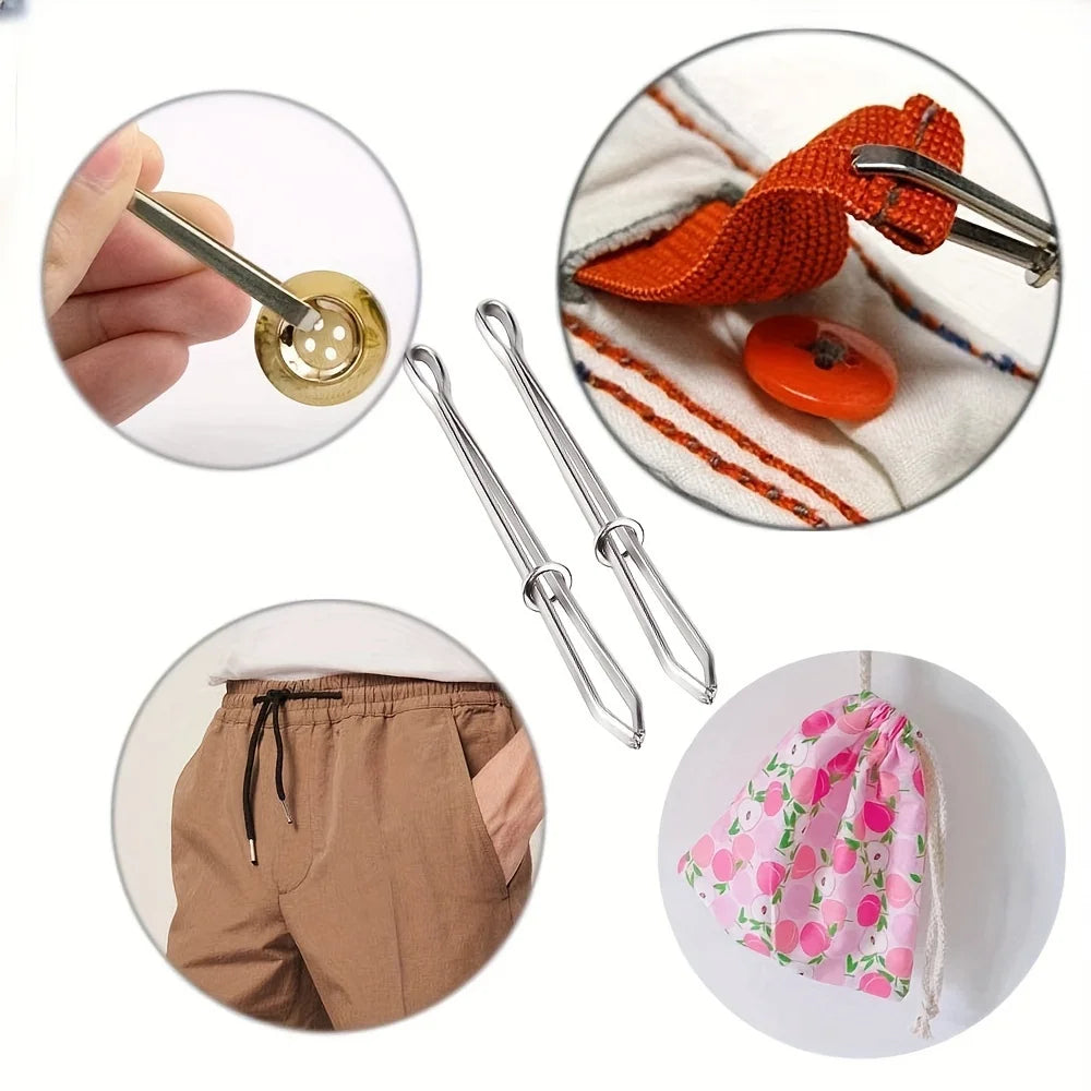 3PCS Garment Clips Sewing DIY Tools Elastic Tape Perforated Cross Stitch Threader Wear Elastic Clips (Wear Resistant Rope) Qme