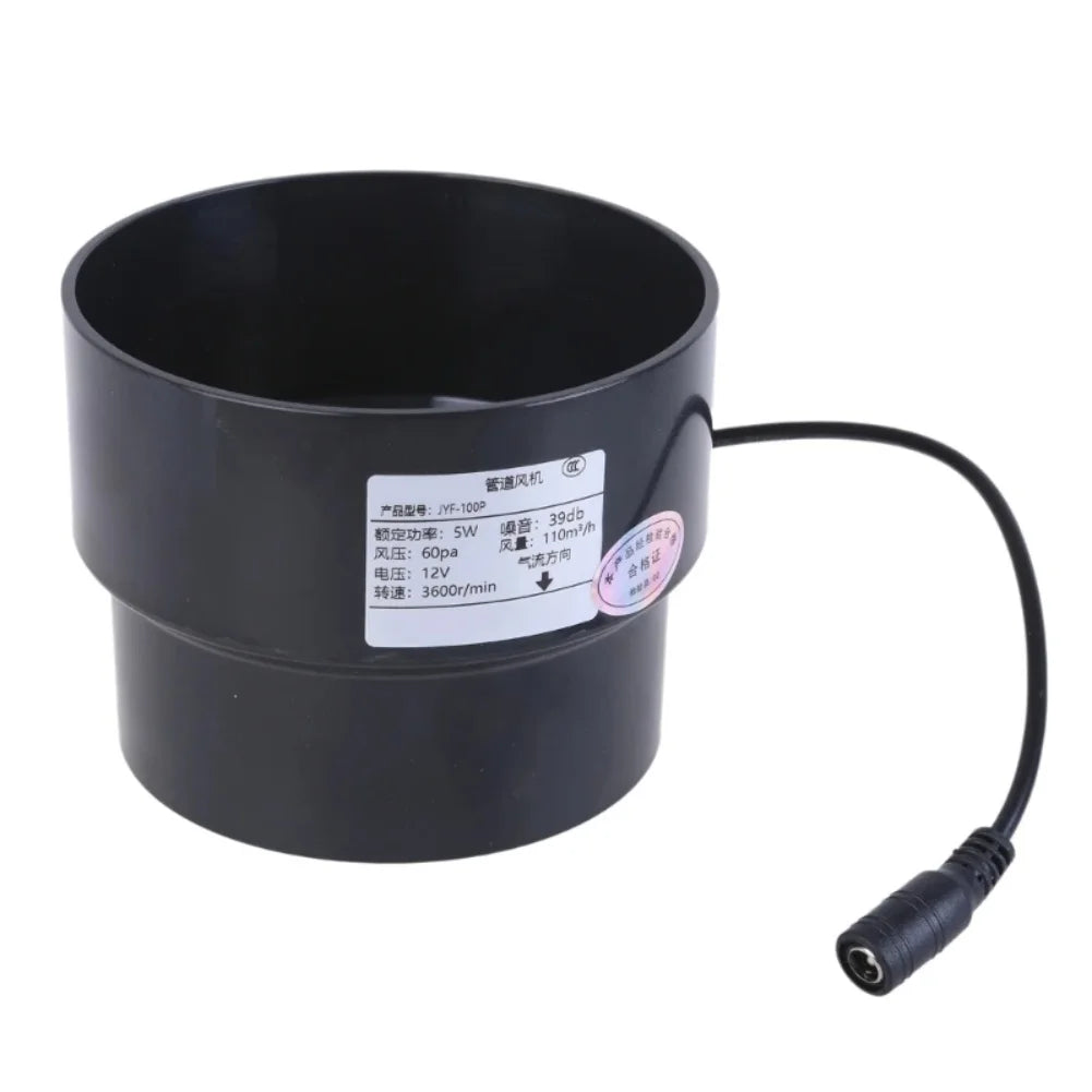 12V Black Duct Fan Ventilation Exhaust Indoor Outdoor Home Kitchen Qme
