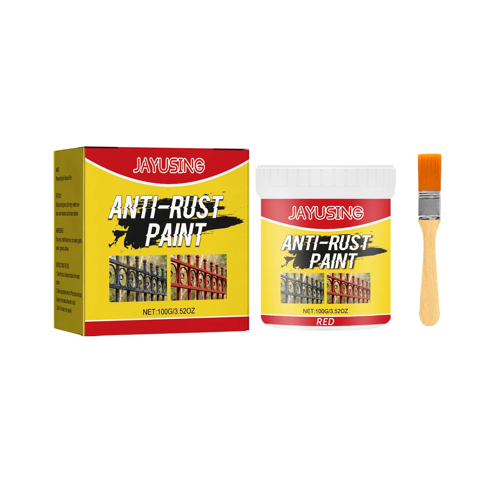 Rust Remover Paint Metal Rust Converter Water Based Metal Renovation Primer Anti Rust Protection Paste Car Rust Conversion Agent Qme 100g red Boxed