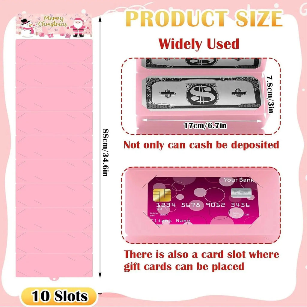Christmas Money Holder 10-Slot Festive Box Merry Cash Envelope Women Qme