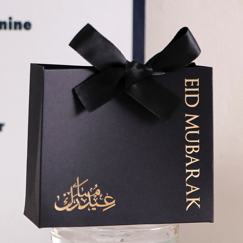 10Luxury Eid Small Gift Boxes, Printed With“Eid Mubarak” Black and White Design, Set of 10 Size: 10.5 * 10 * Qme Black-10.Pcs Other Other