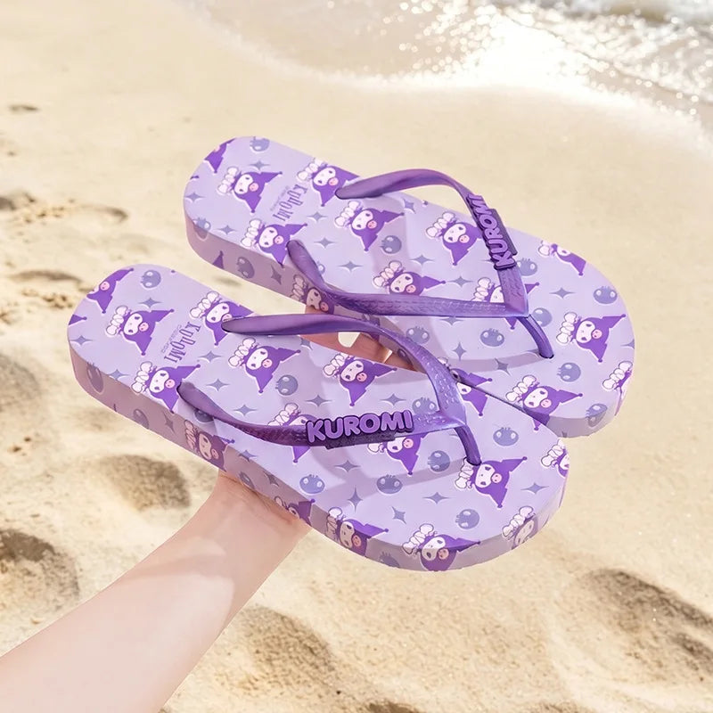 Hello Kitty Kuromi Cartoon Flip-Flops Cute, Non-Slip, Soft-Soled Slippers Outdoor Beach Flip-Flops Qme 8 255mm