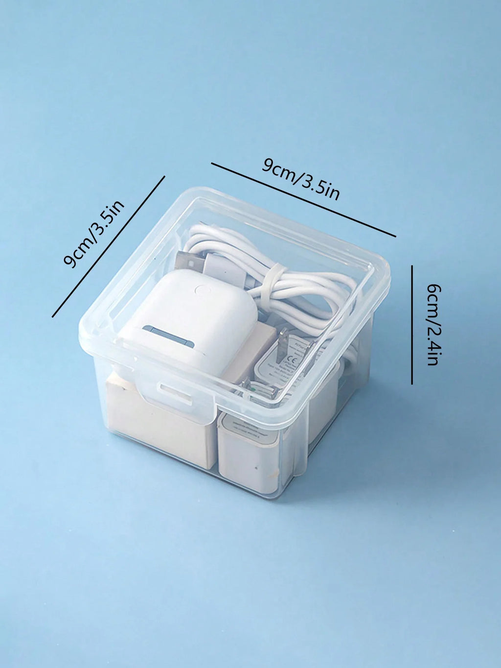 Data Cable Storage Box Mobile Phone Charging Head USB Flash Drive Qme Clear