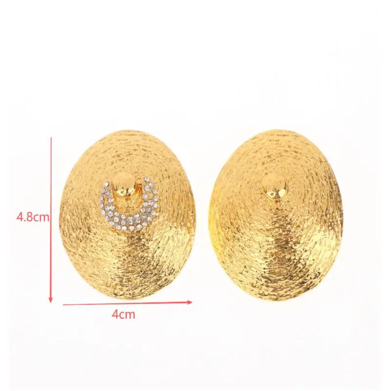 Retro Baroque Style Metal Oval Shaped Dangle Earrings Ring For Women Fashion Jewelry Gift Accessories Qme