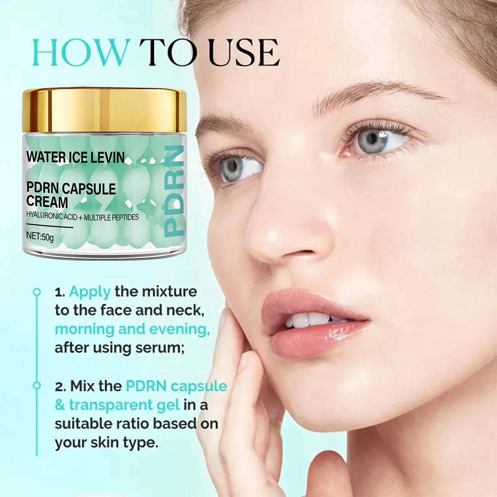 Regenerative PDRN Capsule Cream with Hyaluronic Acid & Peptides for Anti-Aging, Firming & Brightening. Qme