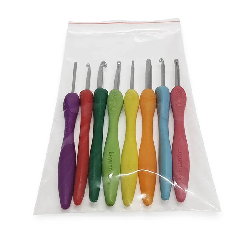 8Pcs/set 2.5-6.0mm Aluminum Crochet Needles Cushioned Handles Knitting Needles. Qme