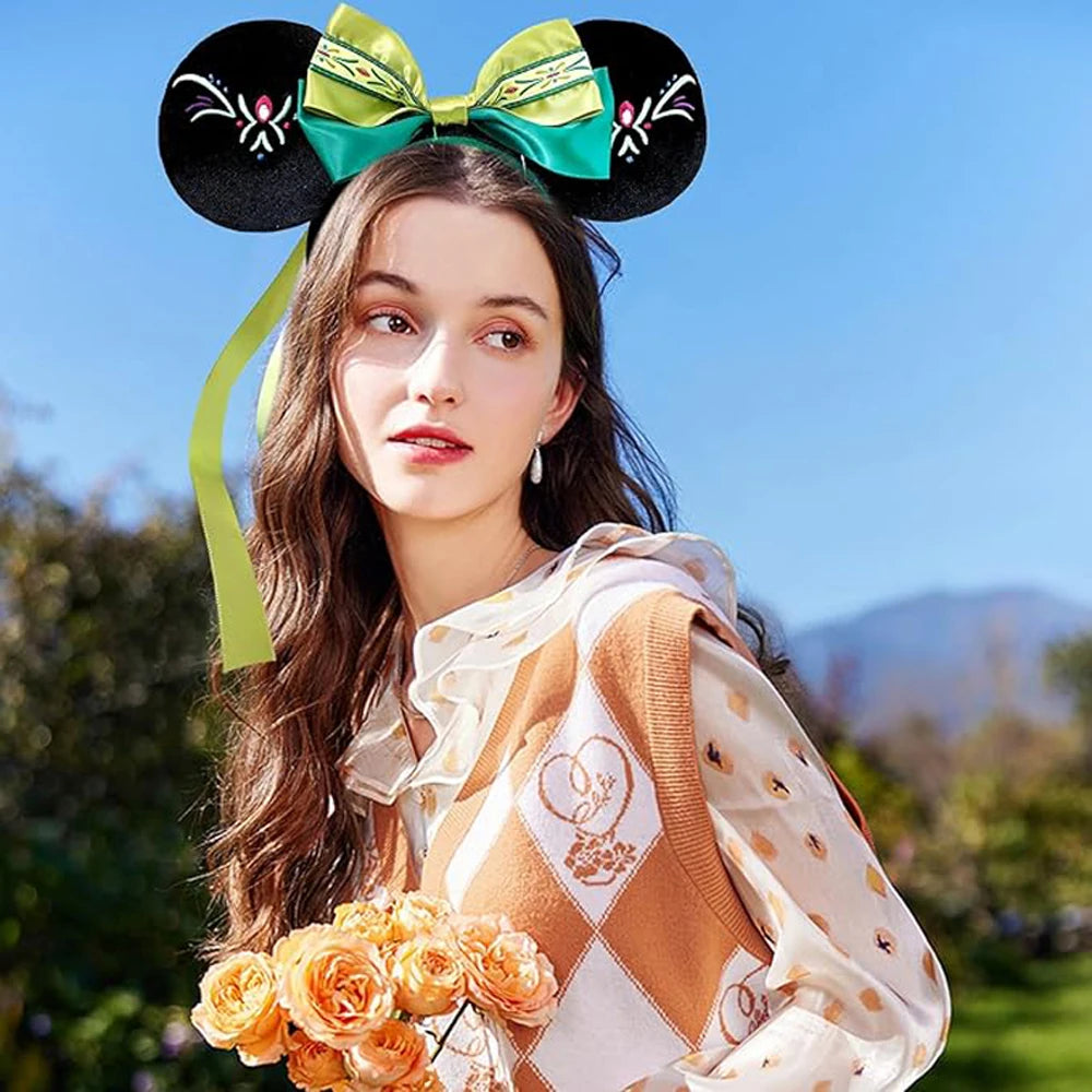 Mickey Mouse Princess Anna Headband Rapunzel Minnie Ears Plush Headwear Children Toys Festival Party Decoration Hair Accessories Qme