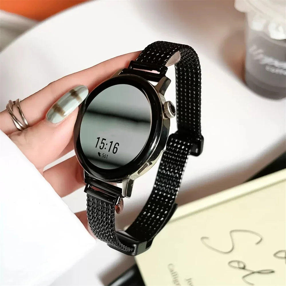 20mm 22mm Luxury Metal Magnetic Strap For Samsung Galaxy Watch4 44mm/40mm 5 pro active 2 Gear s3 Bracelet For Huawei Watch gt2/3 Qme black 20MM