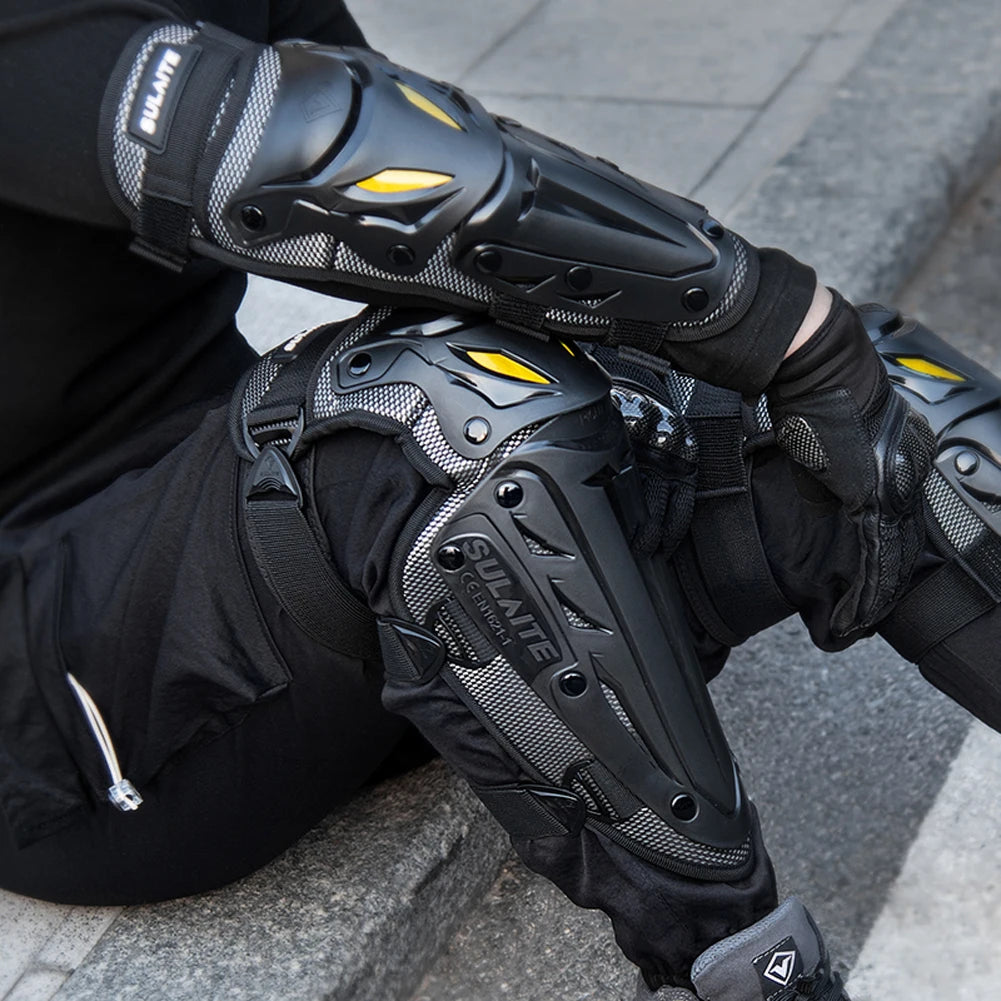 Racing Knee Pads Breathable Off-Road Knee Protector PP Motorbike Knee Guard Motorcycle Elbow Protector for MTB Riding Off-Road Qme