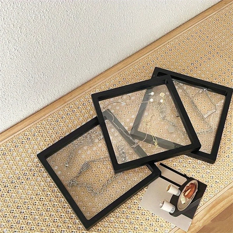 Black 3D Floating Frame Display Box, Bracket Support Jewelry Storage Box Suitable For AA Medal Shell Gemstones Qme