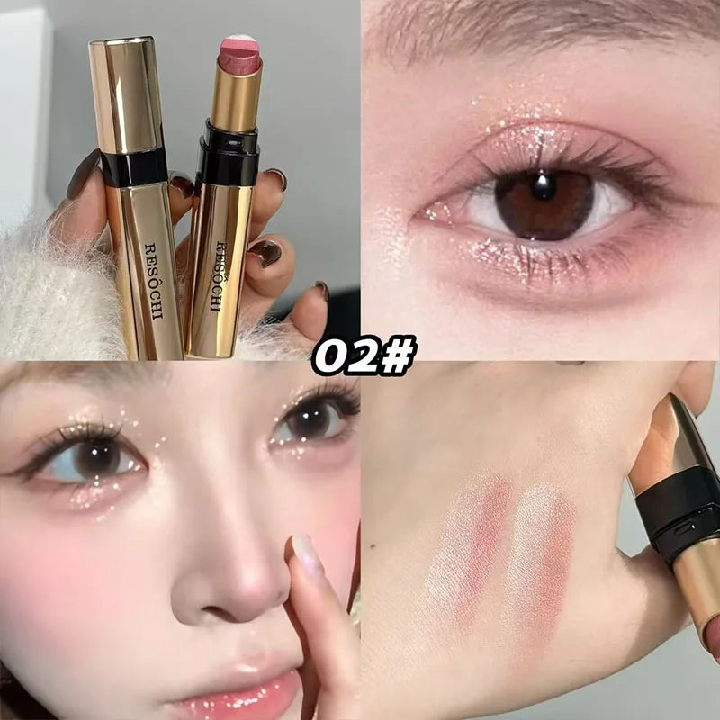 Three Gradient Pearlescent Eye Shadow Stick Water&sweatproof Qme NO.R01-2