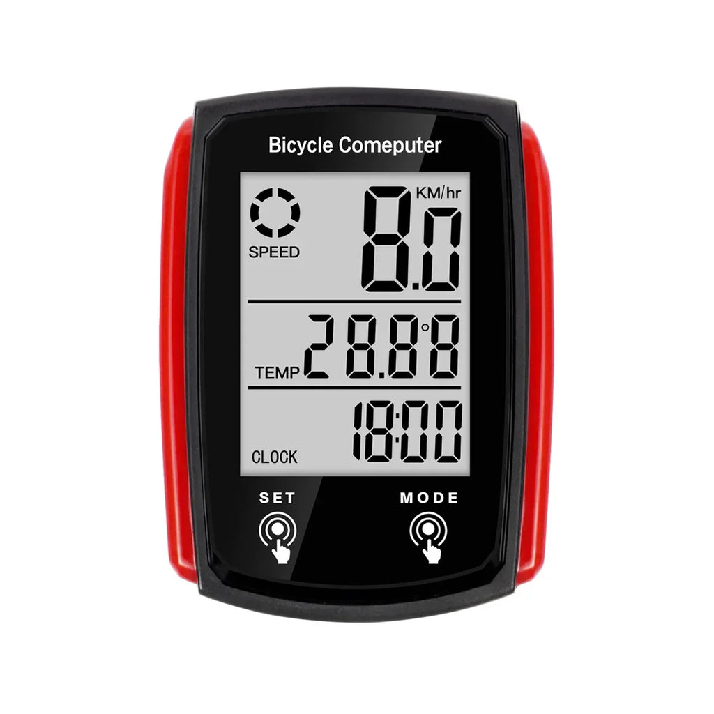 Bicycle Computer Wired Speedometer Bike USB Luminous LCD Rechargeable Odometer for Road Mountain Bike Cycling Speed Counter Qme Red